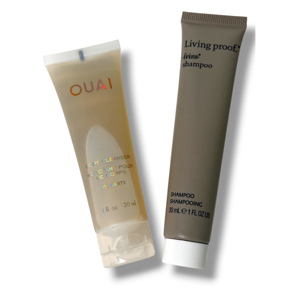OUAI St Barts Body Wash Cleanser  Living Proof No Frizz Shampoo Travel Lot